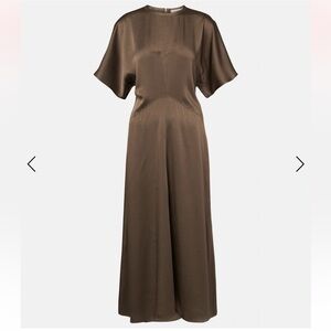 Isabel Marant Brown Satin Short-Sleeve Maxi Dress